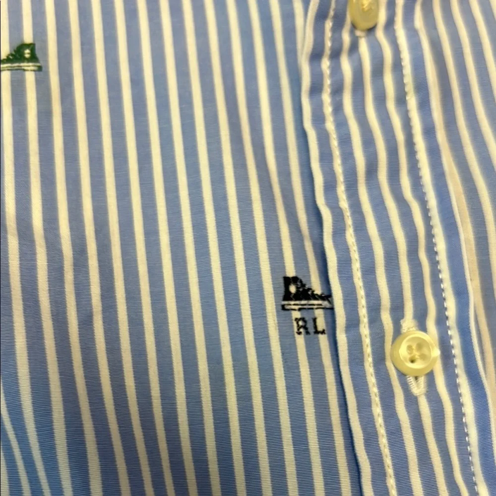 Boy's Ralph Lauren Blue Casual Button Down‎ Shirt with Stripes